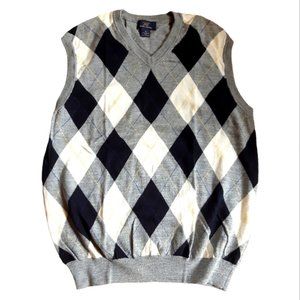 346 Brooks Brothers 100% merino wool vneck checkerboard vest size medium